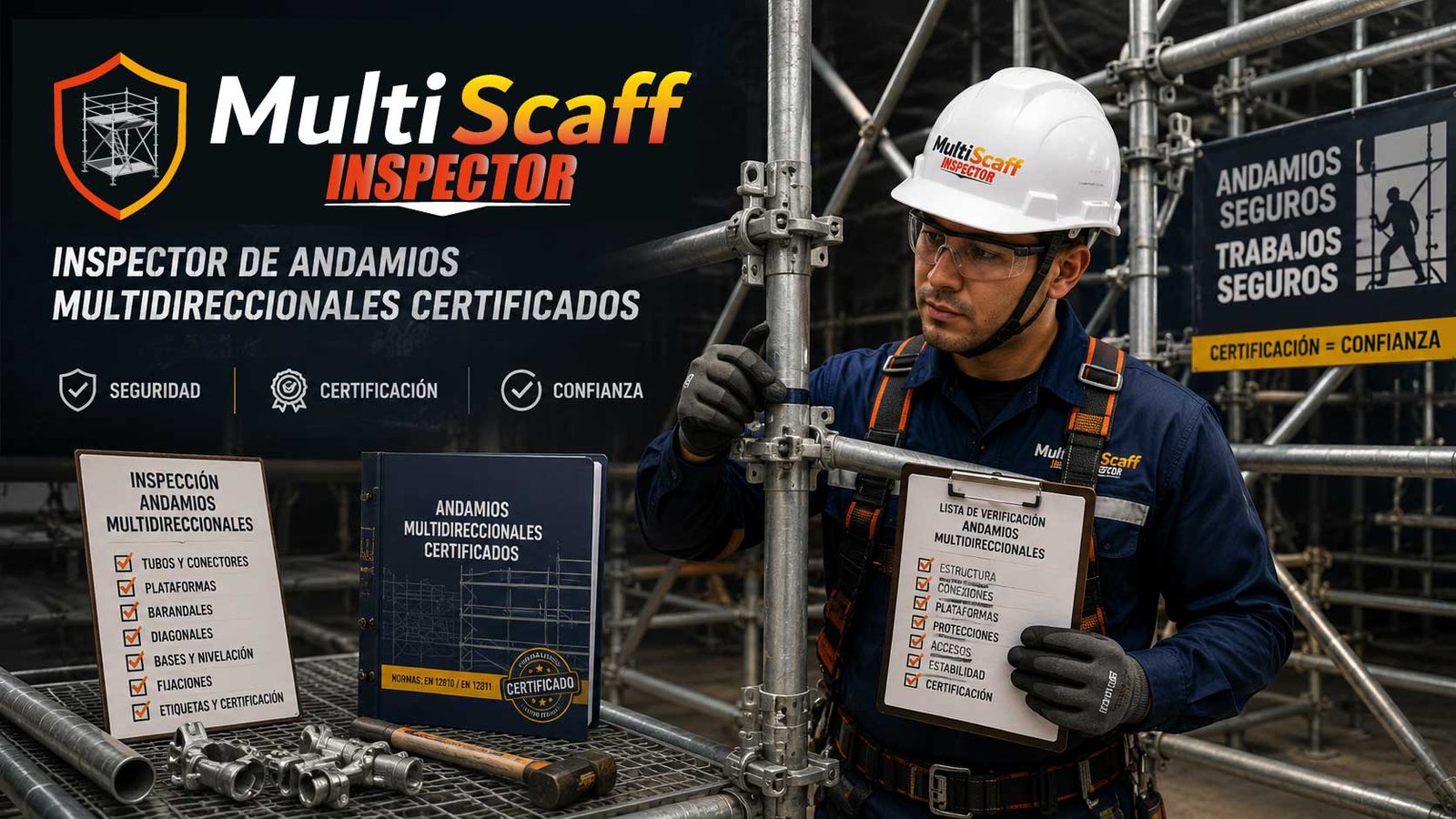Dashboard de MultiScaff Inspector con KPIs de andamios activos y vencidos
