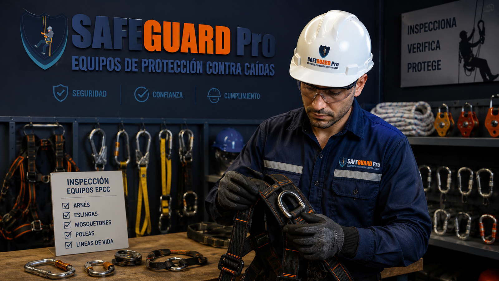Dashboard de SafeGuard Pro con panel de control de EPP